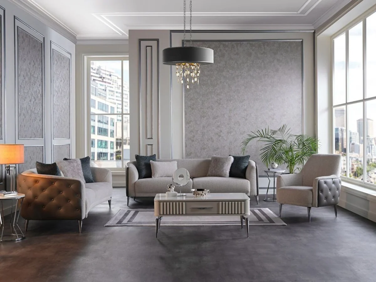 Set canapea Aysa (3+3+B+B) crem - imagine 2