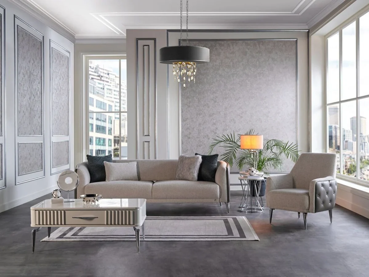 Set canapea Aysa (3+3+B+B) crem - imagine 3