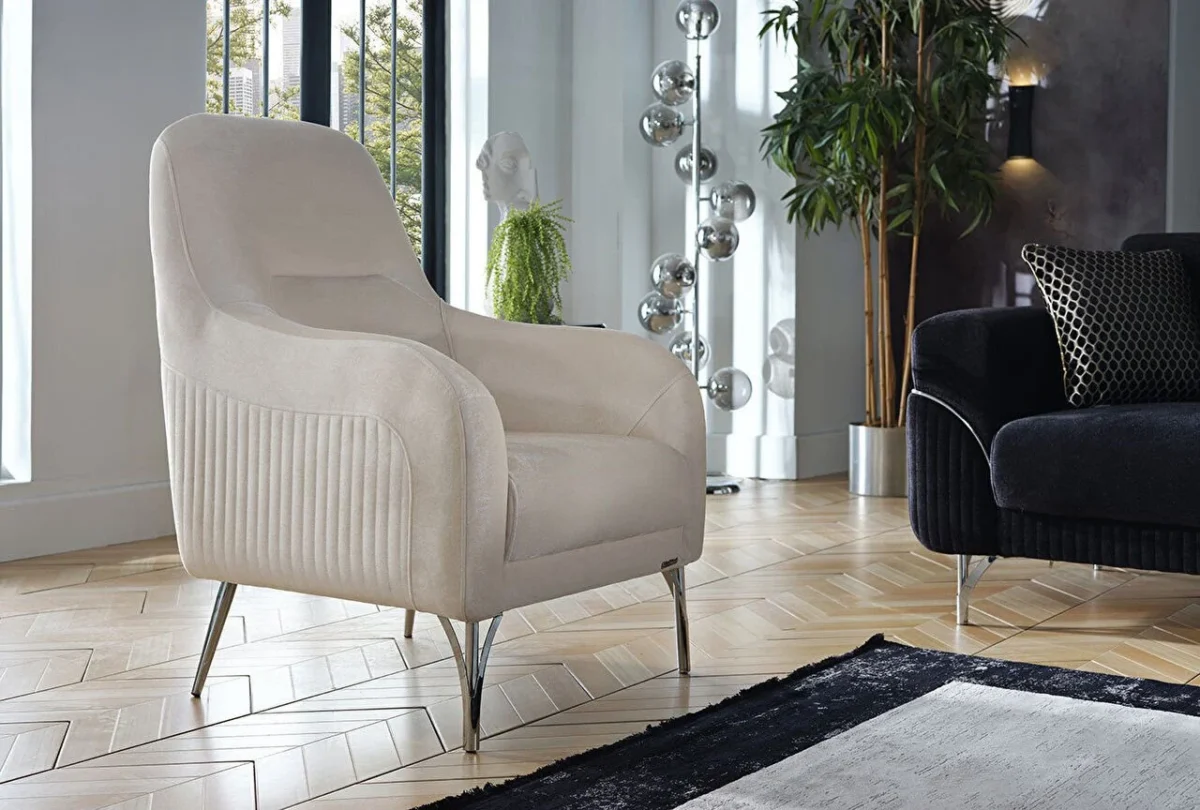 Fotoliu Serra crem crom - imagine 2