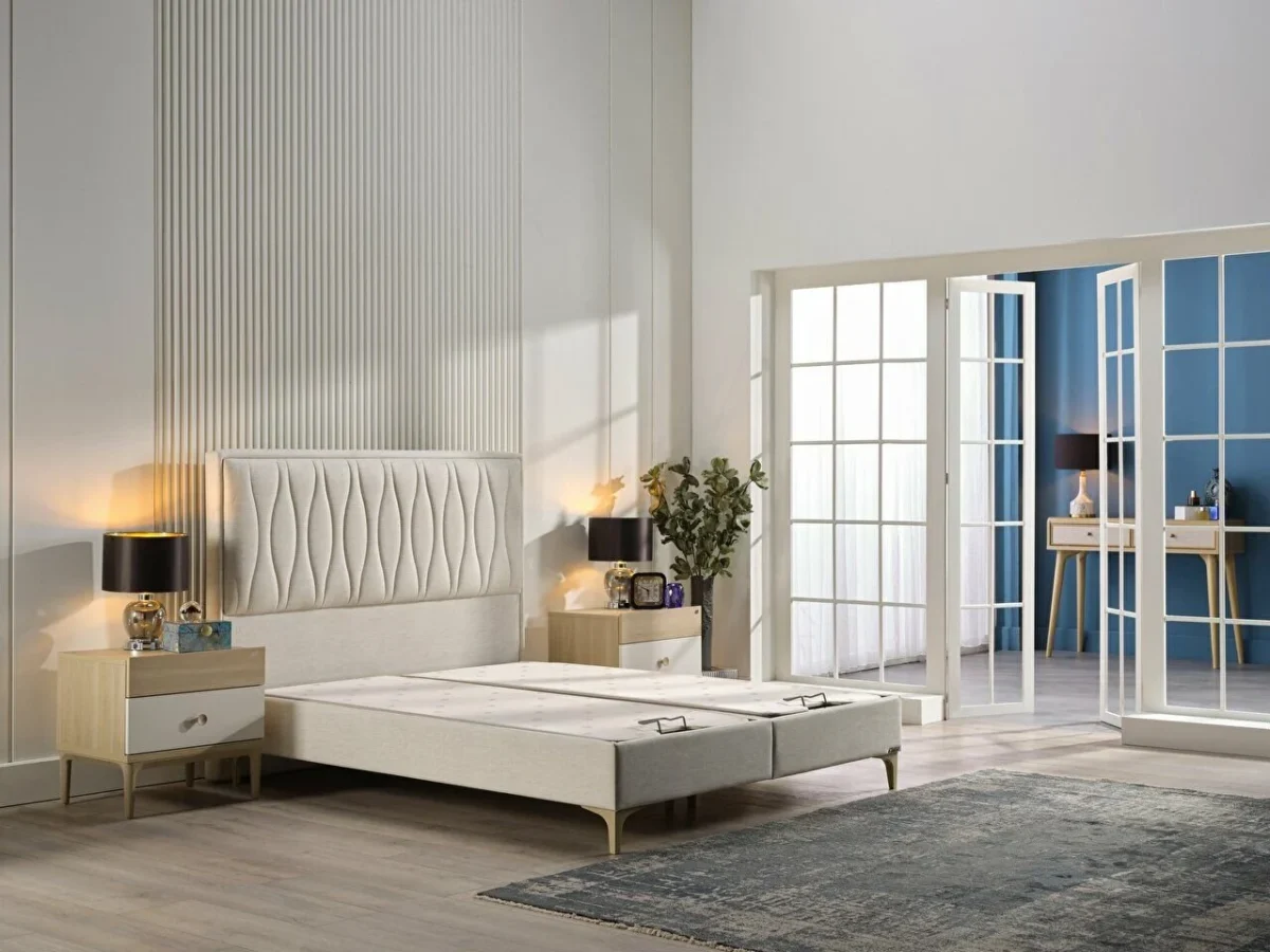 Pat tapitat Grand cu depozitare si somiera inclusa - imagine 2