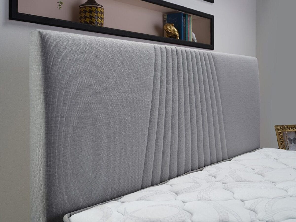 Pat tapitat cu depozitare si somiera Nova light grey - imagine 2