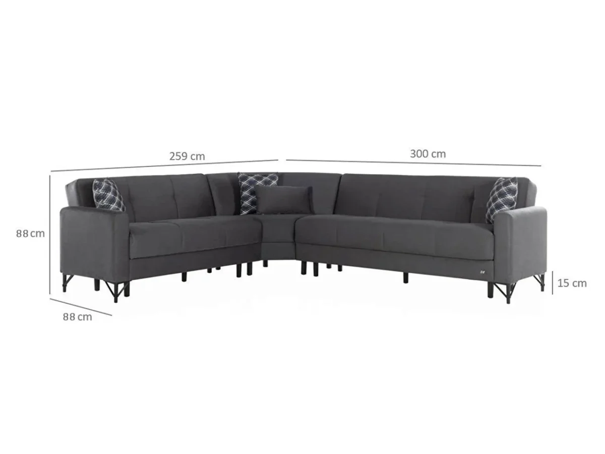 Coltar Monroe Antracit extensibil cu lada de depozitare si sezlong stanga /dreapta - imagine 8