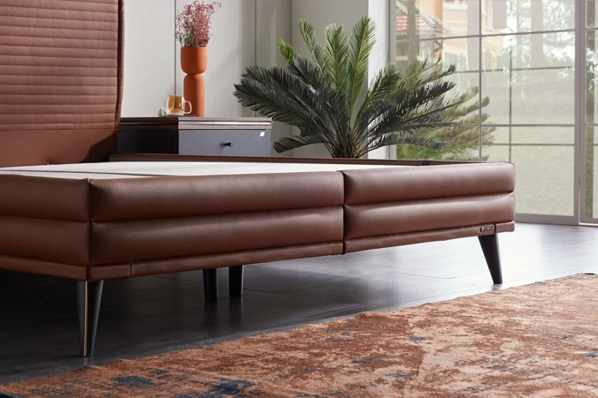 Pat Diego tapitat cu lada depozitare si somiera inclusa verde - imagine 8