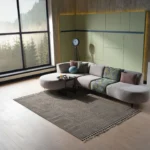 Coltar Teddy modular gri fara tetiere cu sezlong stanga/dreapta