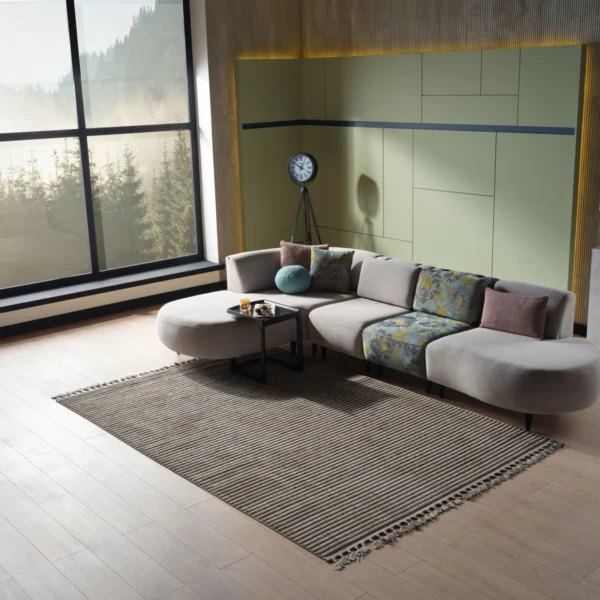 Coltar Teddy modular gri fara tetiere cu sezlong stanga/dreapta