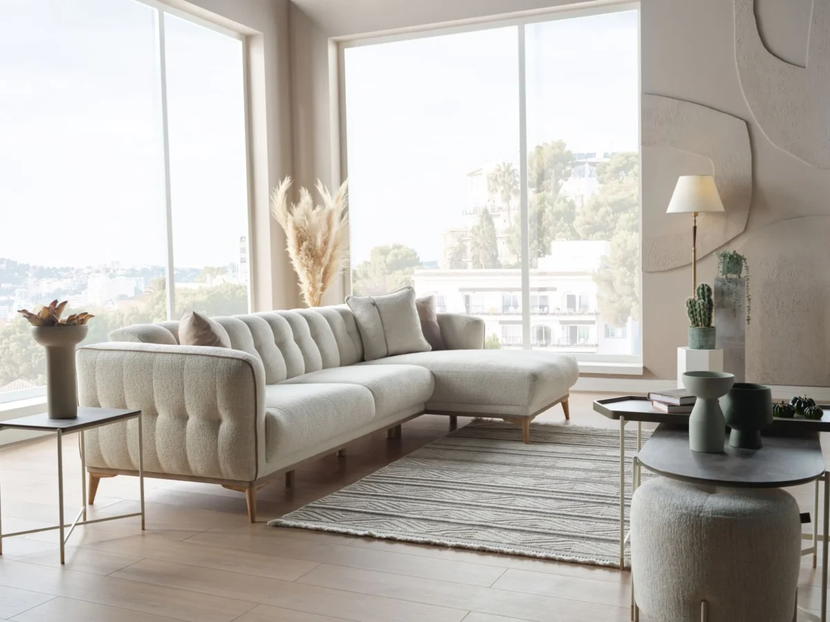 Coltar Mitra  cu sezlong stanga/dreapta ,stofa L 290cm x 157cm - imagine 3