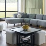 Coltar Teddy modular cu tetiere rabatabile si sezlong stanga/dreapta
